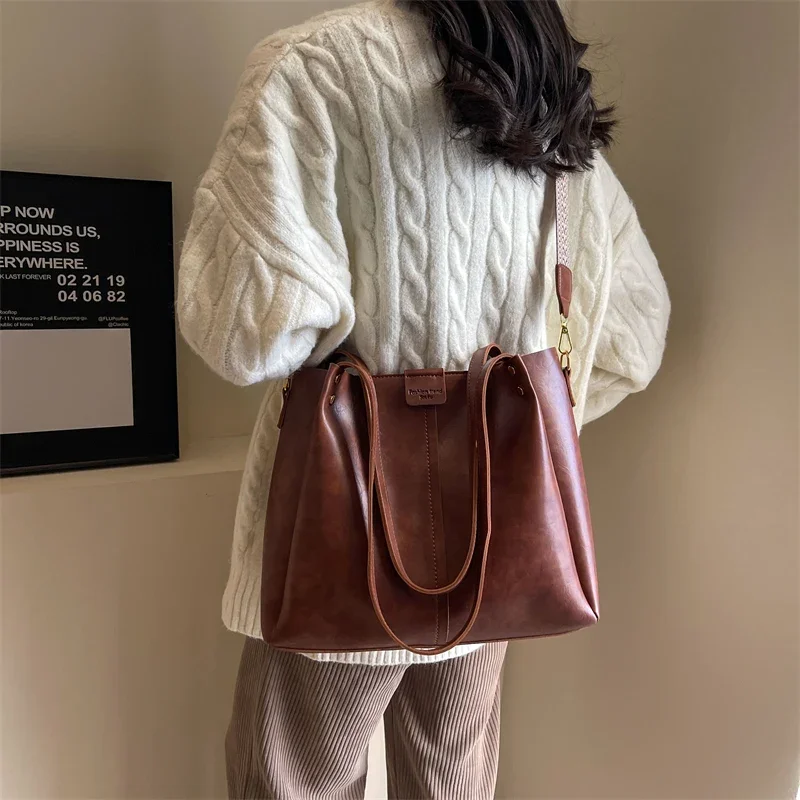 حقيبة يد نسائية جلدية فاخرة كلاسيكية مصممة على الكتف حقيبة يد أنيقة للتصفيف اليومي الحديث #5