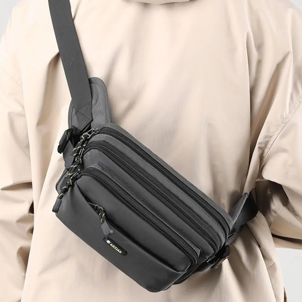 

High-capacity Men's Waist Bag Oxford Multi-layer Crossbody Shoulder Bag Anti-theft Zipper Waterproof Business Chest Bag Outdoor