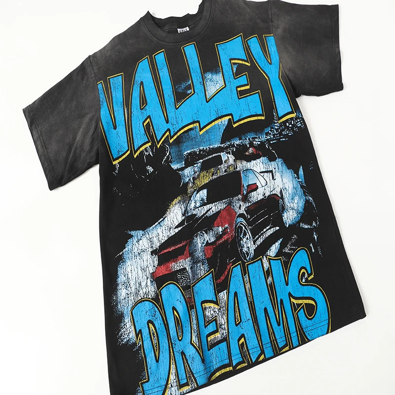 VALE VALLEY Dreams تي شيرت موضة نوعية جيدة غسلها يدويا تي شيرت الرجال النساء الصيف نمط خمر تي شيرت المحملة