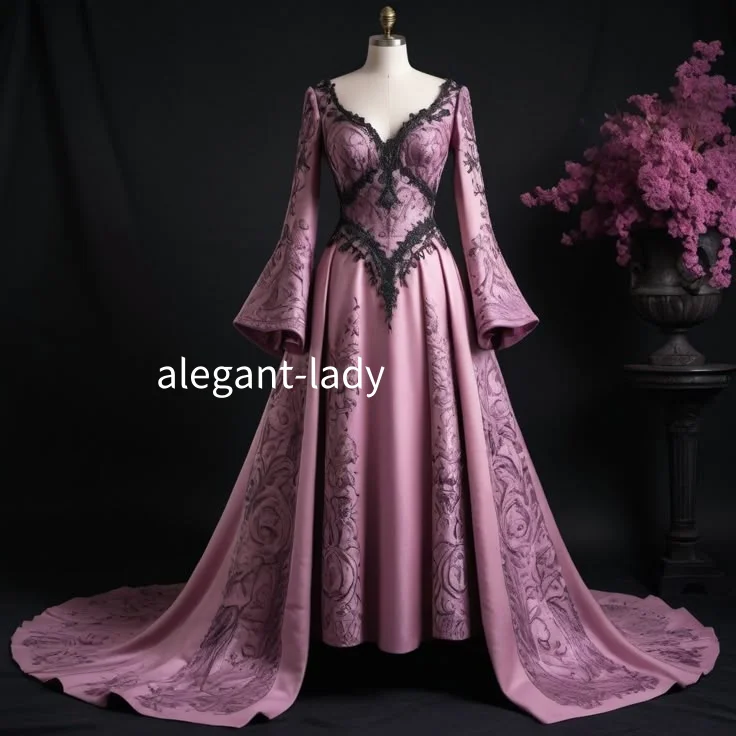 

Антикварное вечернее платье Belle Fairy, розовое винтажное кружевное платье с длинными рукавами и аппликацией, средневековый маскарадный бал эпохи Возрождения на заказ