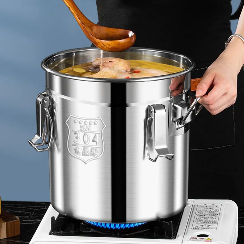 304 Stainless Steel 6/12L Airtight Canister Household Kitchen Food Grain Rice Oil Sealed Storage Bucket Food-grade Container