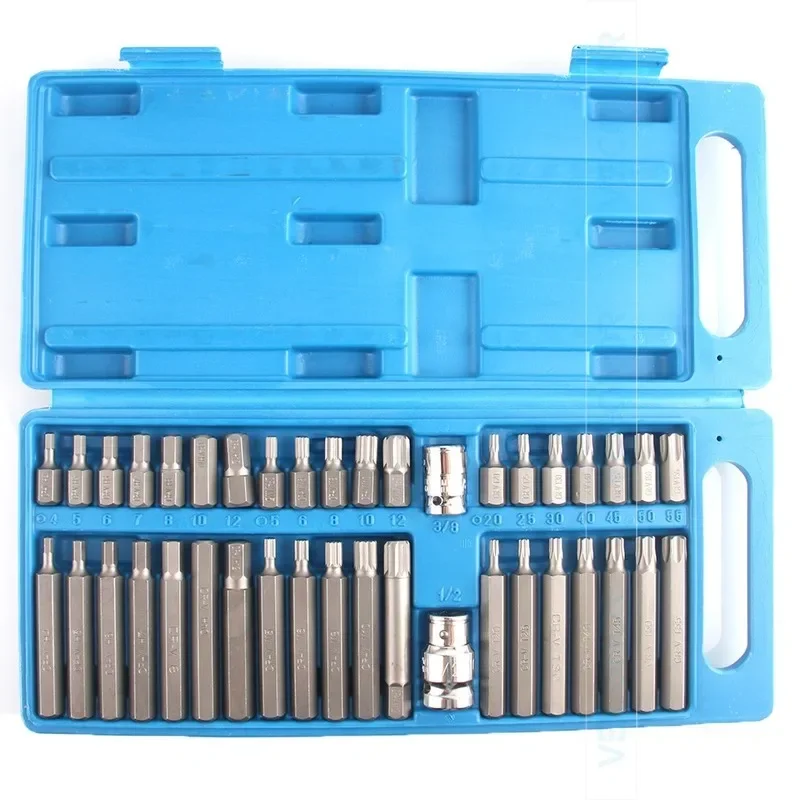 40Pcs 1/2in 3/8in Adaptor Drive Shank Hex Torx XZN Star Impact Socket Set Metric Socket Set Ratchet Driver Socket Wrench