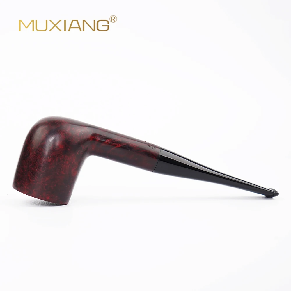MUXIANG Handmade Straight Briarwood Pipe Smoking Pipe Smooth 9mm Filter Canadian Pipe Shape aa0012