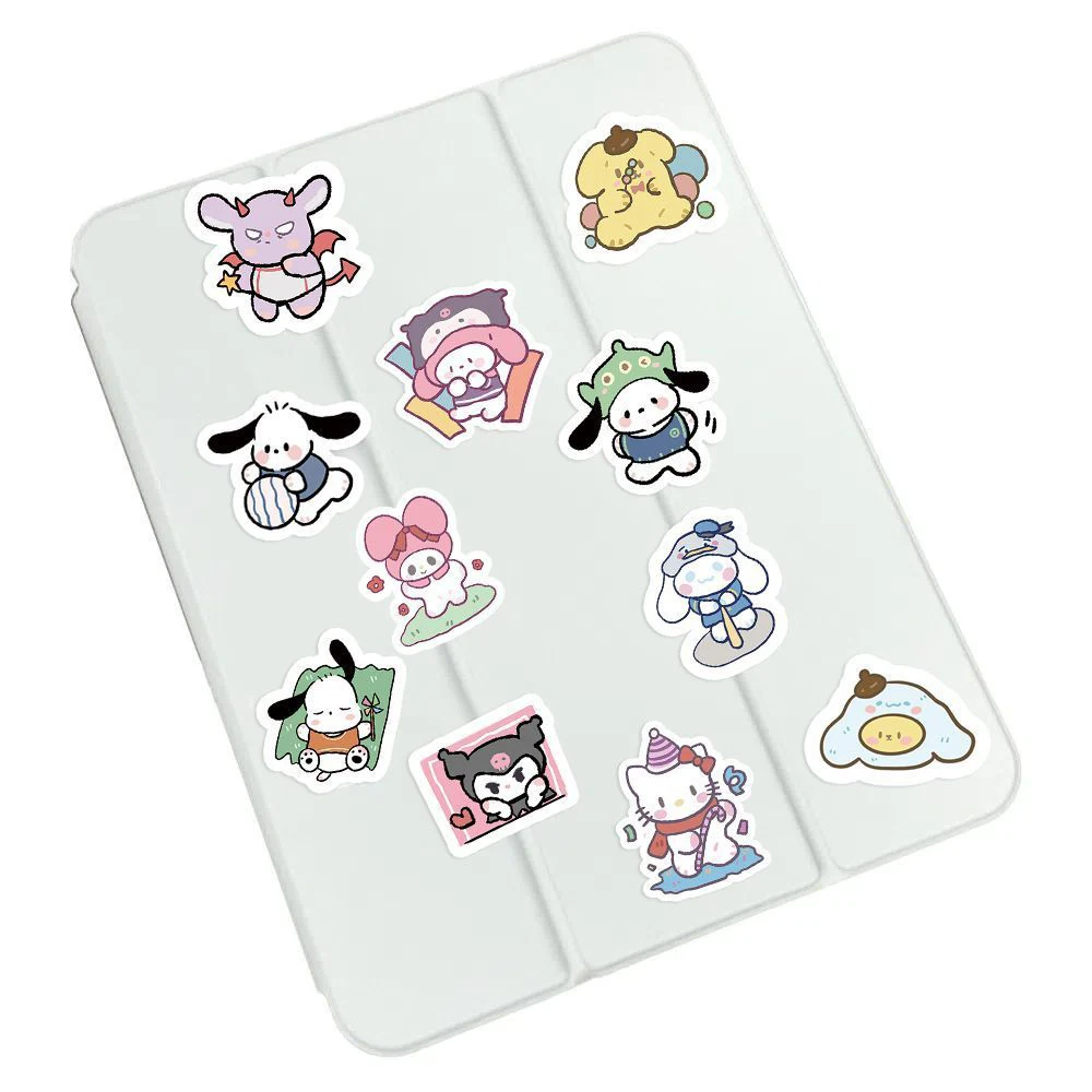 10/30/50/szt Sanrio Naklejki Kawaii My Melody Cinnamoroll HelloKitty Kuromi Naklejki DIY Telefon Bagaż Laptop Naklejka Dzieci Zabawka