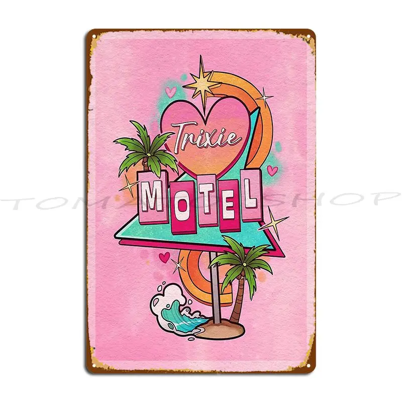 60S Trixie Motel Sign Metal Sign Wall Decor Wall Plaque Painting Wall Decor Designer Tin Sign Poster