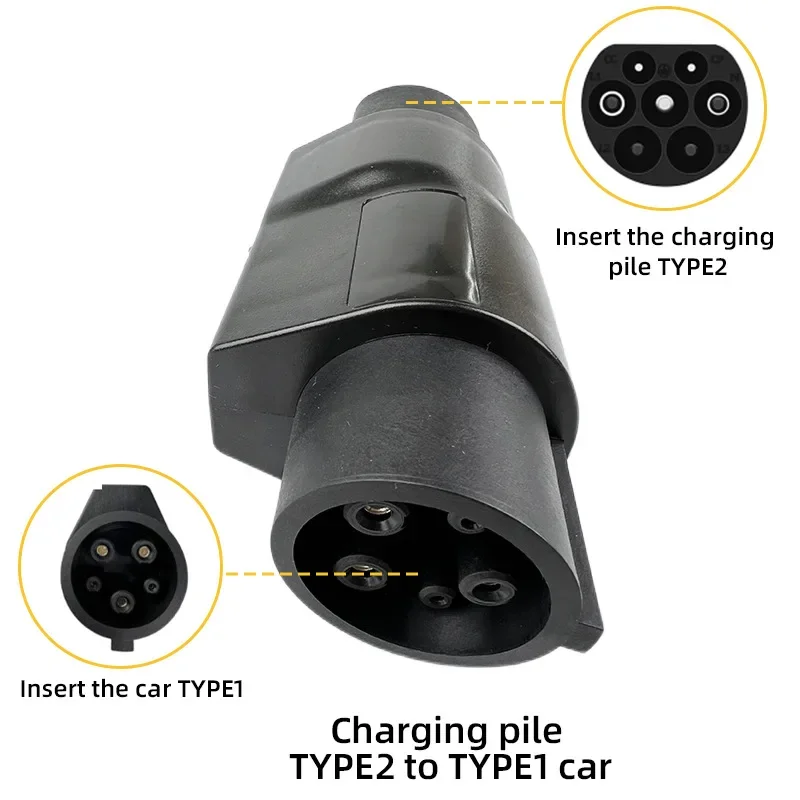 TYPE2 to TYPE1 adapter 32A charging pile converter European standard to American standard J1772 gun head adapter