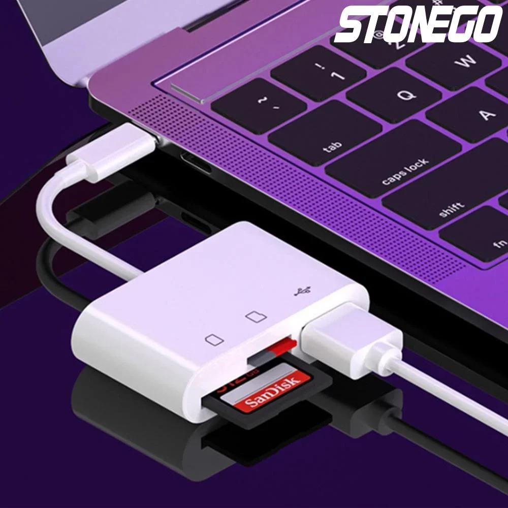 STONEGO Multifunction 3-in-1 SD/TF Card Reader OTG Adapter 2.0/3.0 Port Compatible for MacBook Pro Laptop PC Camera Mobile Phone