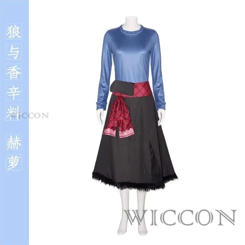 홀로 코스프레 홀로 스파이스 앤 울프 코스프레 상인 고기 스파이스 울프 코스튬 가발 꼬리 귀 향 주머니 슈트 할로윈 파티 의상