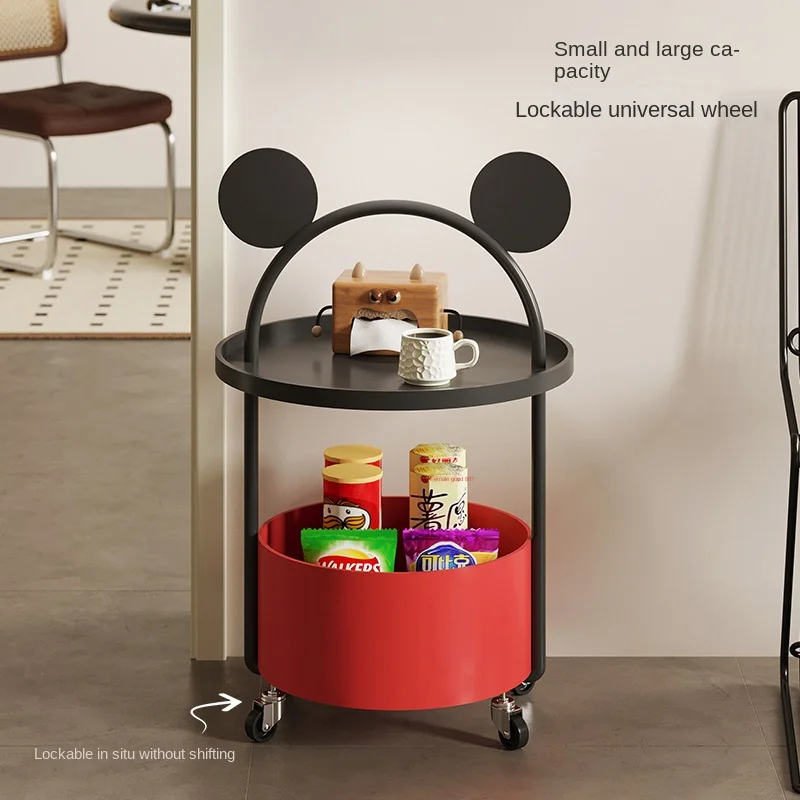 ！@Sofa Side Table Living Room Movable Metal Coffee Table Adjustable Light Luxury Modern Home Furniture Bedside Table Cart Storag