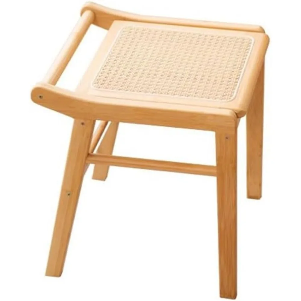 

Foot Rest Simple Rattan Dressing Stool Home Small Household Solid Wood Living Room Square Stool Creative Bedroom Step