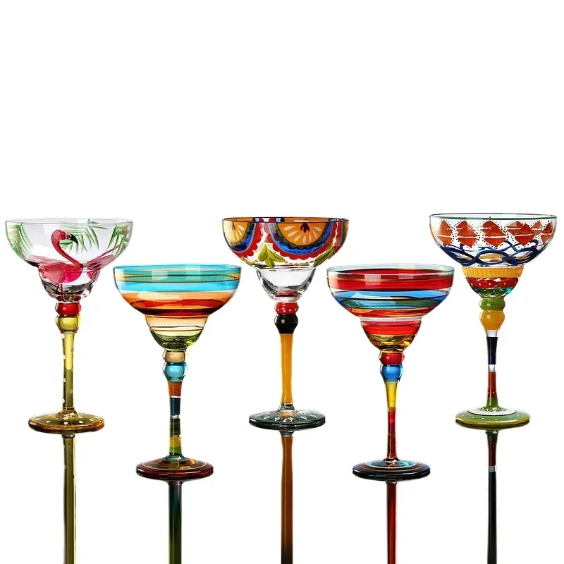 Restaurant Bar Drink Utensils Hand Painted Aluminum Tower Cocktail Glass ##