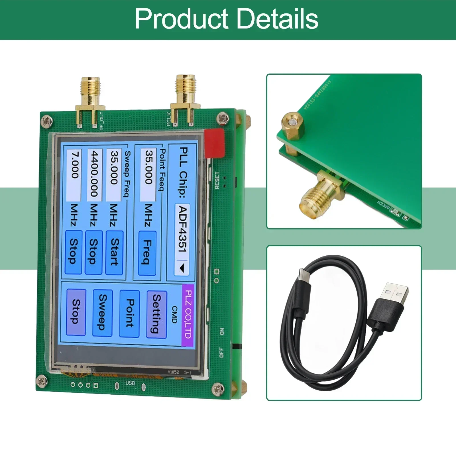 Signal Generator With USB Cable Touch-Screen ADF4351 35M-4.4G RF Signal Generator PLL Sweep Frequency Generator Parts