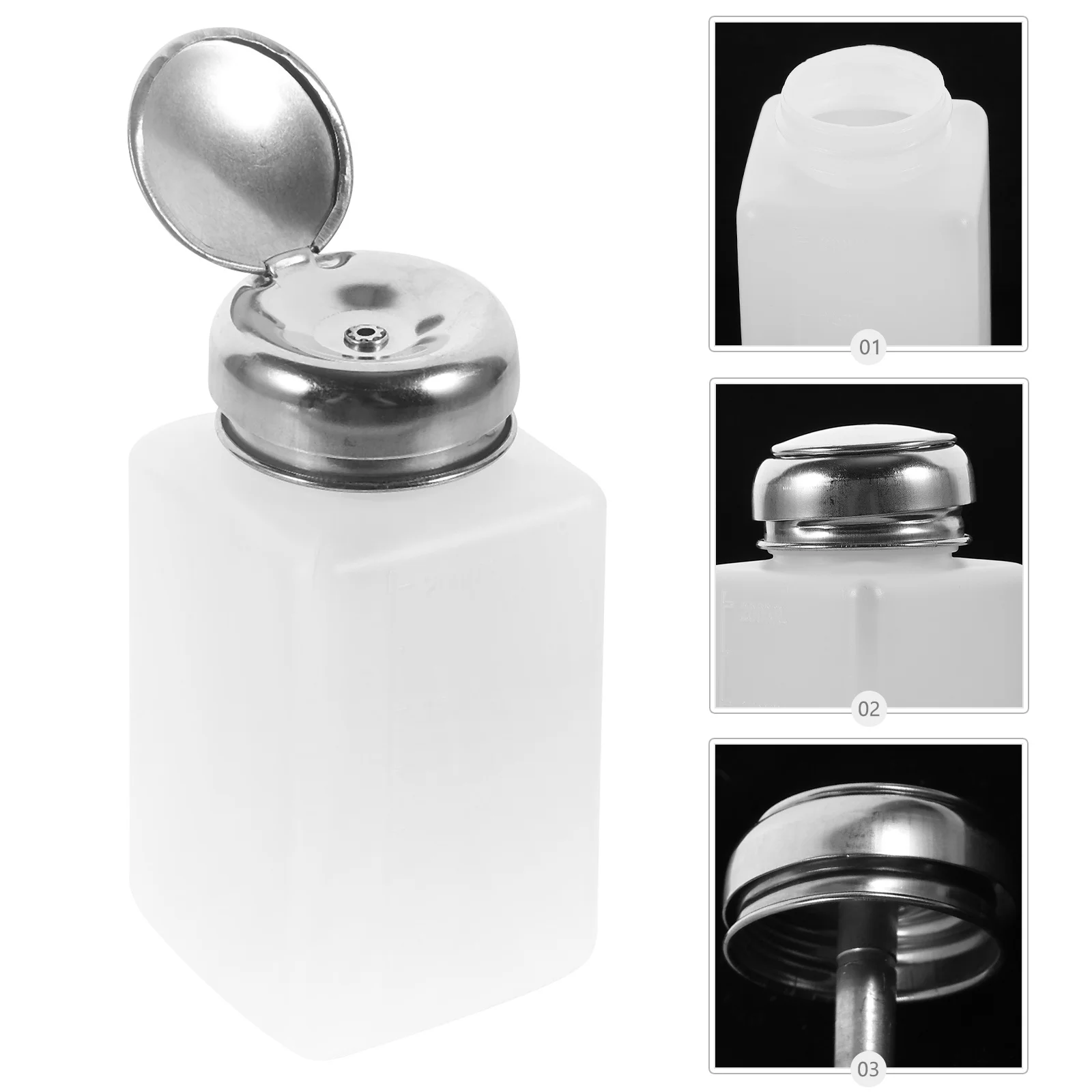 زجاجة مضخة قابلة لإعادة الملء 200 مللي موزع ضغط فارغ مانع للتسرب لإزالة المكياج طلاء الأظافر تخزين السائل السفر