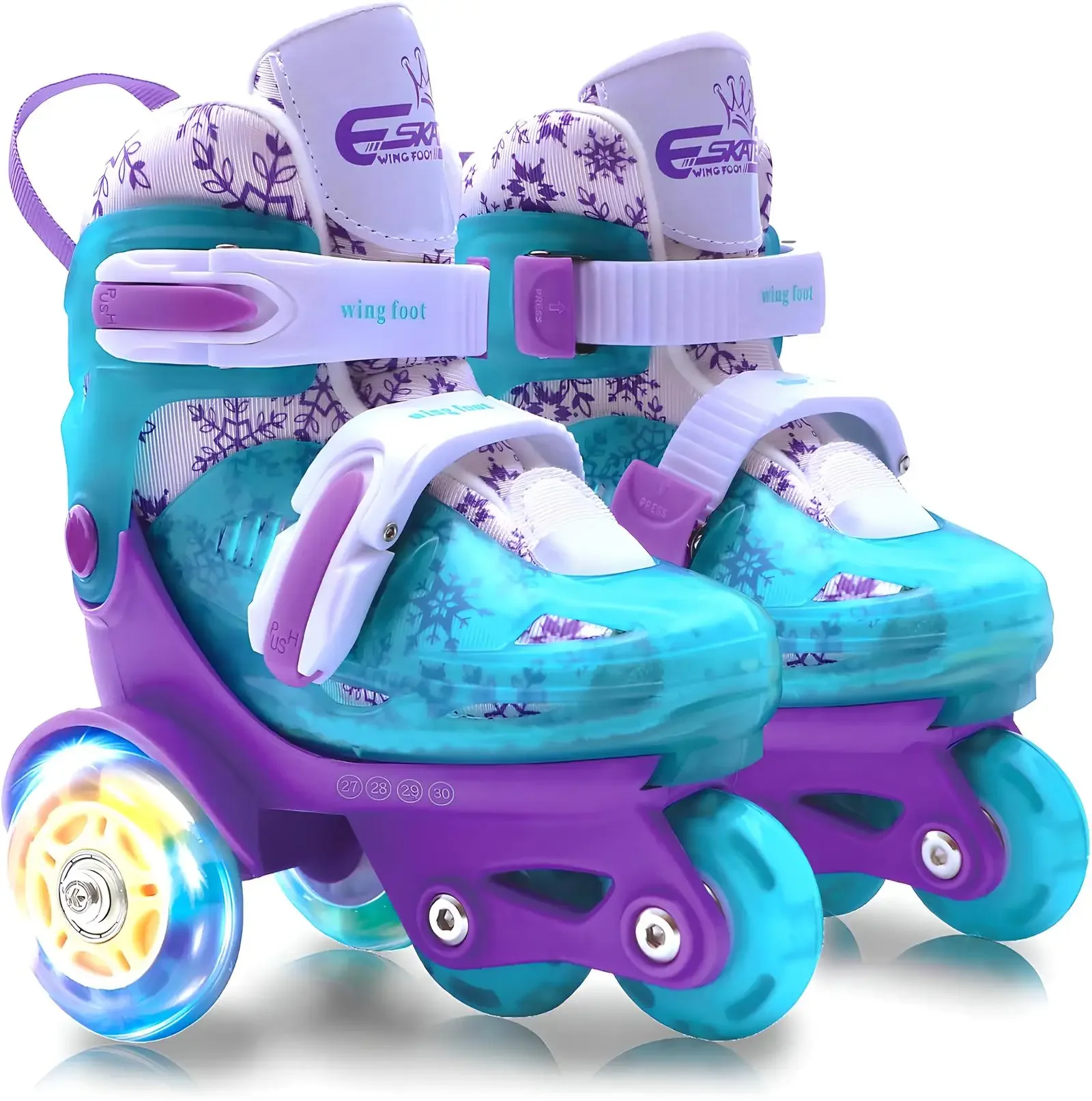 Size 27 28 34 Kids Roller Skates Beginners Three-Point Roller Skates Adjustable Safety Roller Skating Shoes with Light up Wheels