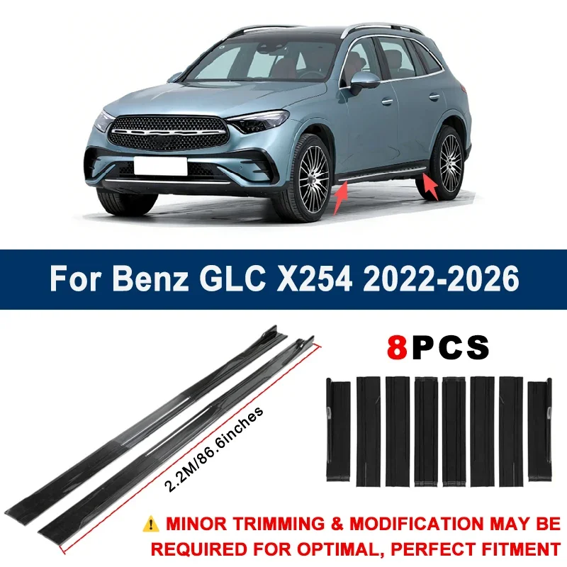 

Aerodynamic 2.2m Sectional Side Skirt Extension Lips Racing Side Spoiler For Mercedes Benz GLC X254 2022-2026 Sport Upgrade Kit