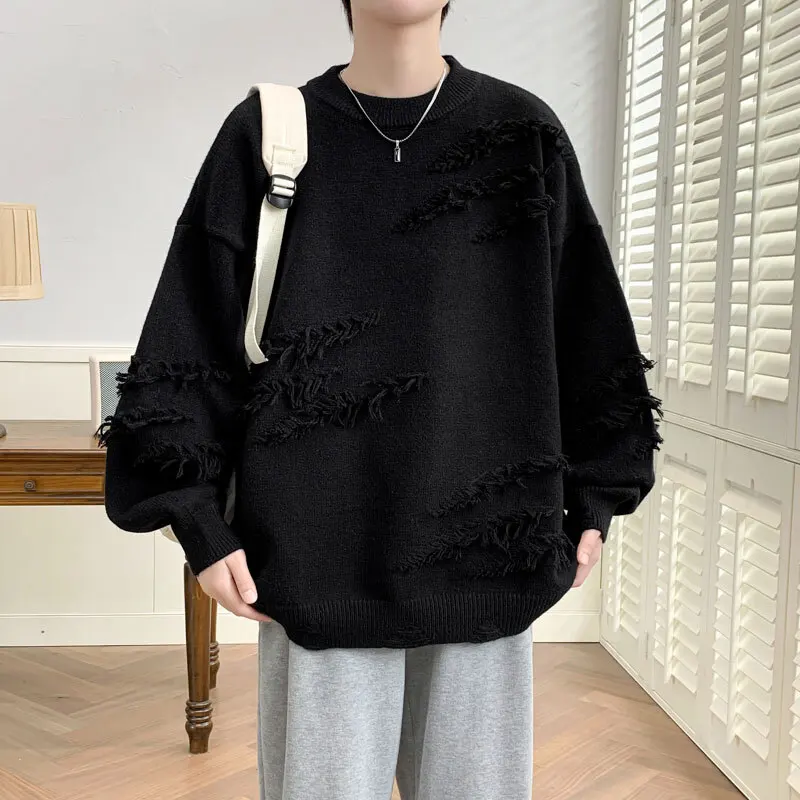 Зимние свитера мужские теплые модные повседневные вязаные пуловеры мужская уличная одежда свободные свитера с длинными рукавами мужские джемперы M-4XL