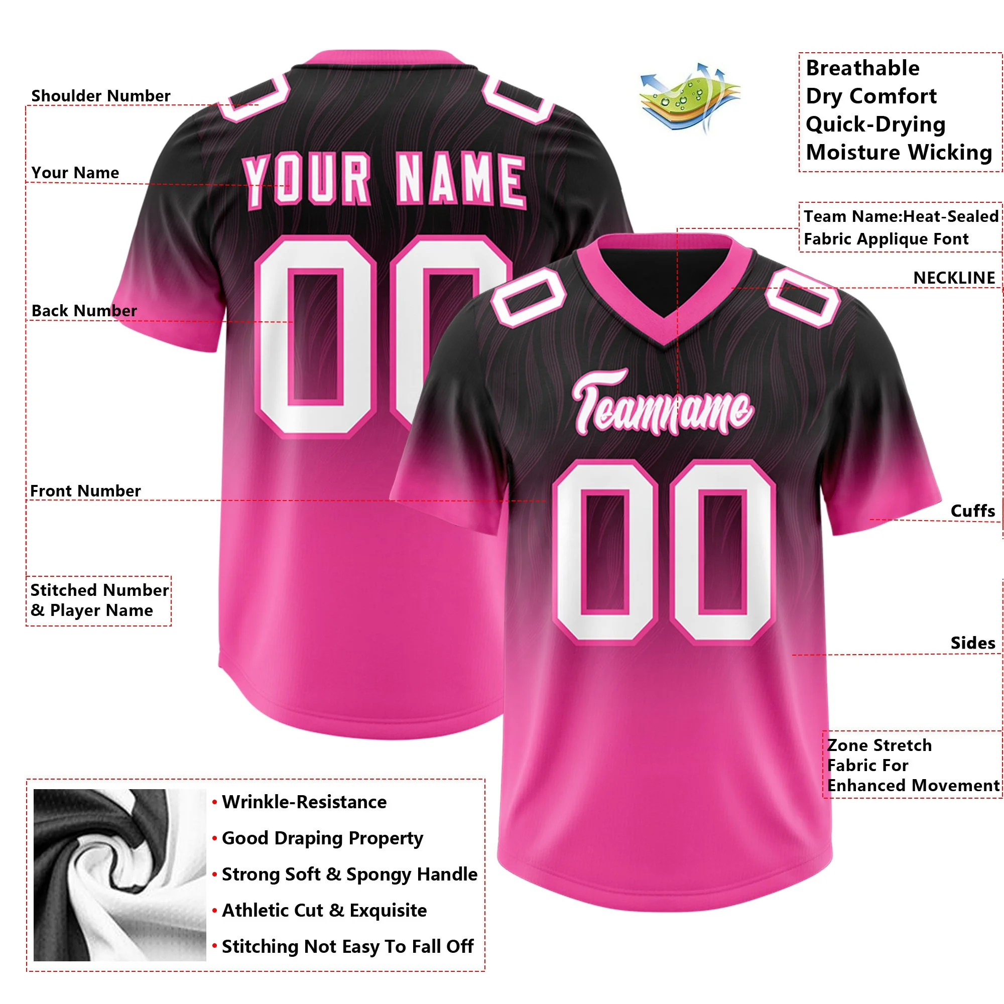 قميص كرة قدم أصلي للرجال والنساء والشباب، قميص رياضي أنيق متدرج، قصير مخيط