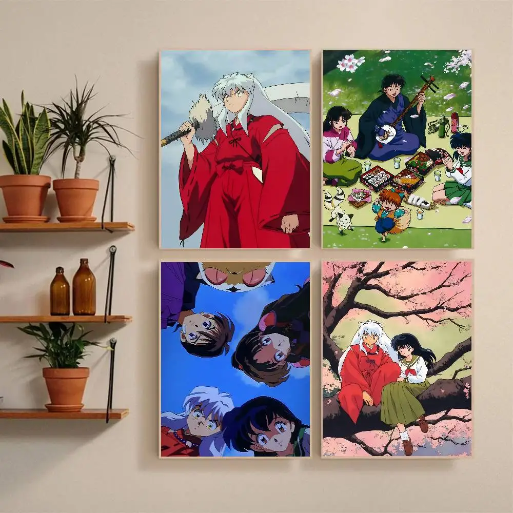 Japanese Manga Classic Anime I-InuYasha Poster Self-adhesive Art Waterproof Paper Sticker Coffee House Bar Room Wall Decor