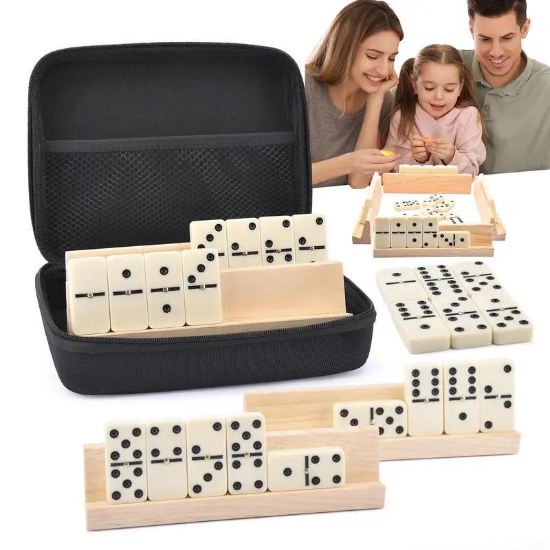 Dominoes Set For Adults Children Game 28 Pieces Classic Dominos Easy Carry Traditional Design Dominos Game For Family Friends