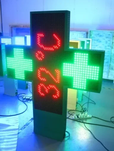 Croix de pharmacie LED P10, 1000x1000mm, double face, pour clinique, magasin, hôpital, église, contrôle par RS232,RF sans fil, WIFI (en option)