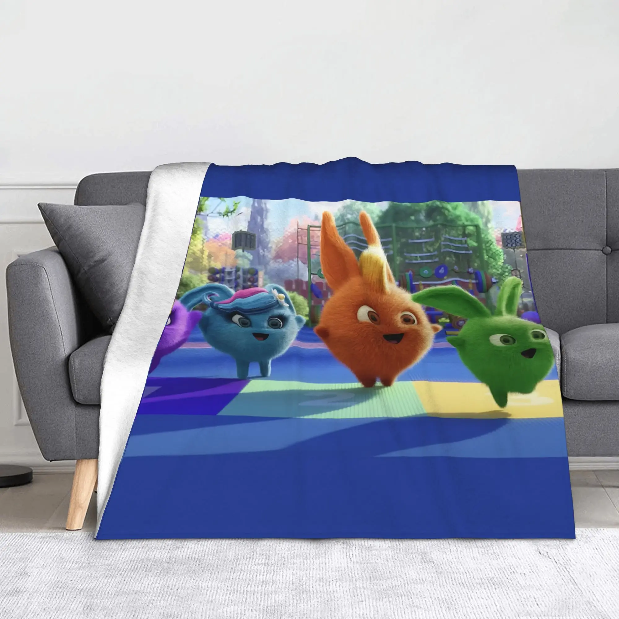Sunny Bunnies Cartoon Blanket Cover Shiny Big Boo Iris Hopper Turbo Fleece Throw Blanket Bedding Couch Printed Warm Bedspreads