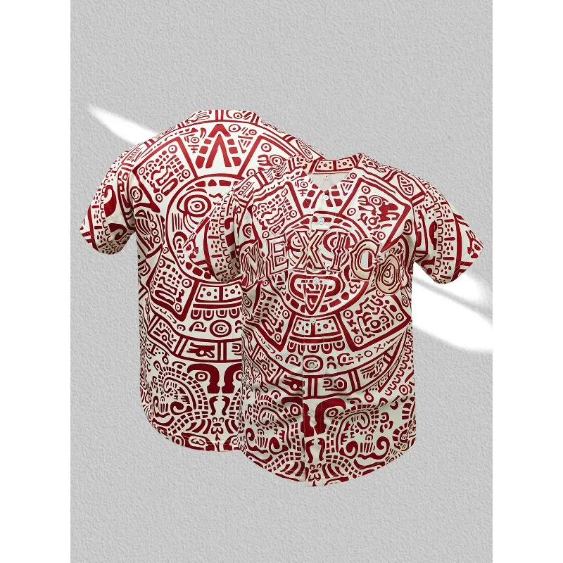 

Men's Embroidery Baseball Jersey Short Sleeve with "MEXICO" Breathable Loose Fit for Casual Parties, Sports & Outdoor Activities