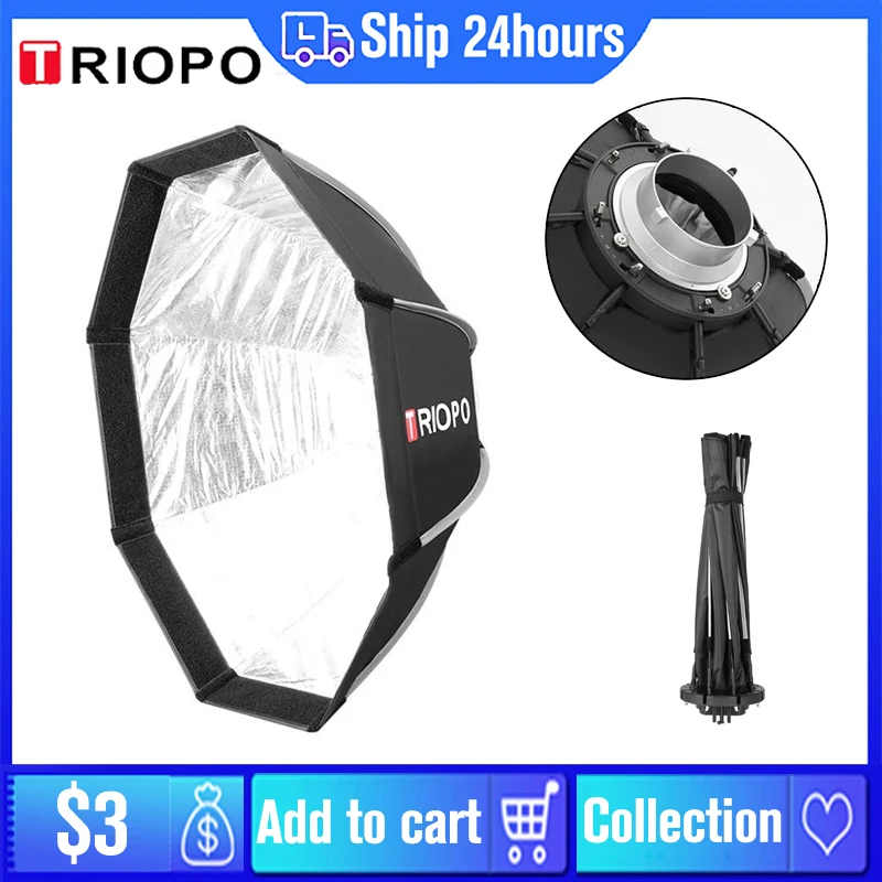 Triopo Bowens Mount Softbox 55cm 65cm 90cm 120cm Octagon Outdoor K2 Soft Box for Bowens Mount Godox Aputure Flash Video Lights