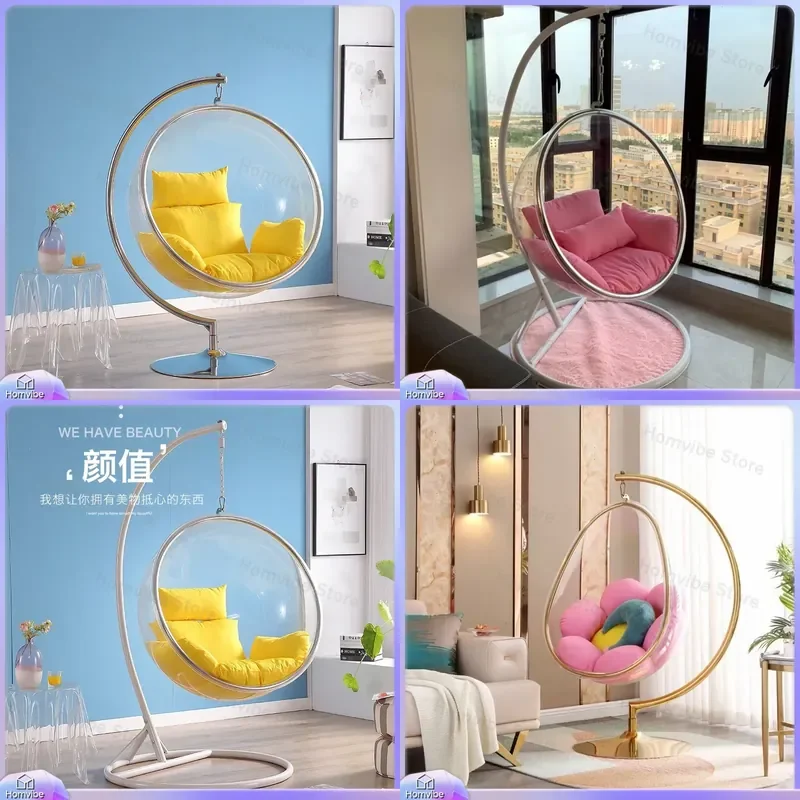 Transparent Bubble Hanging Chair Glass Ball Swing Nordic Indoor Outdoor Balcony Hammock Cradle Seat Furniture Home Garden