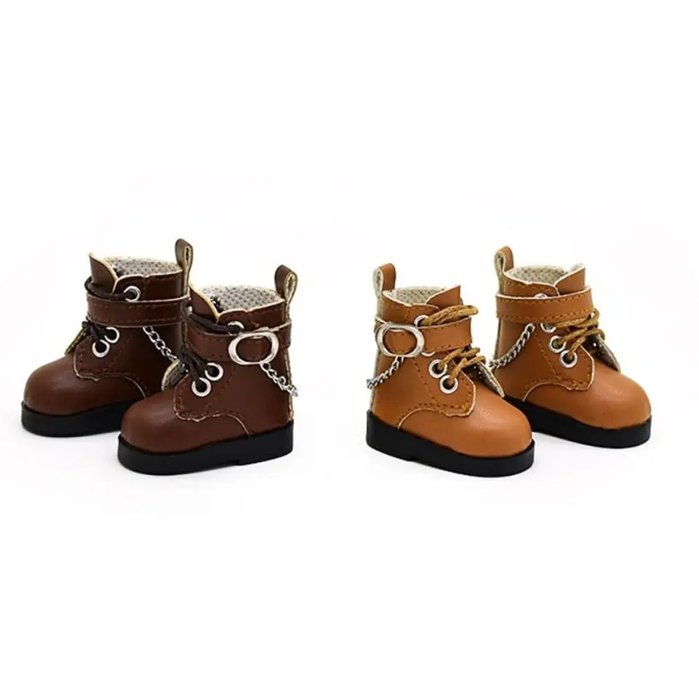 

1 Pair High-top 1/6 Bjd Doll Doll Boots Mini High-heeled 1/6 Bjd Doll Leather Shoes PU Leather Metal Chain 15cm Doll Boots