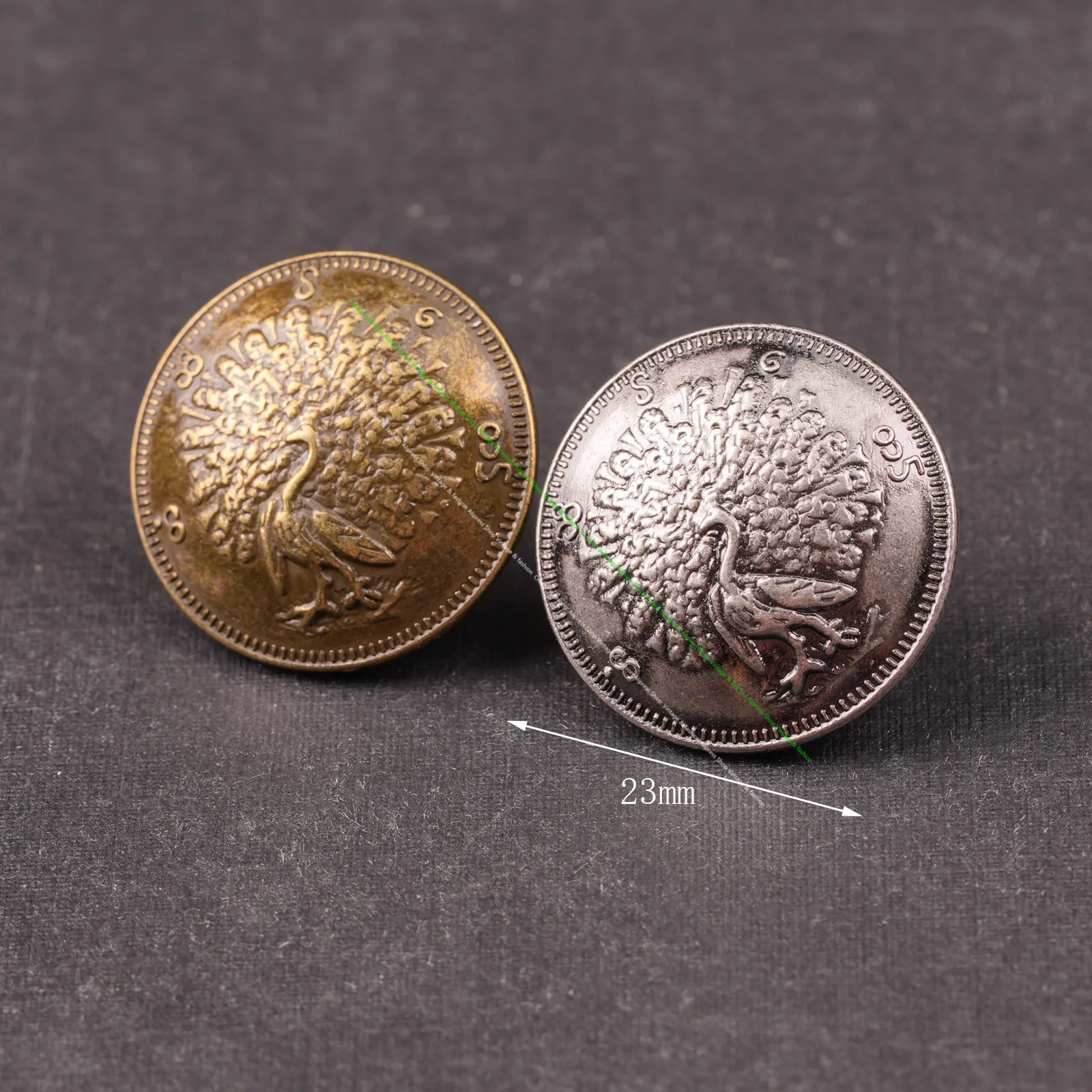 20Pcs 23Mm Antique Brass Silver 1852 Burma Peacock Replica Leathercraft Metal Leather Concho Belt Leather Project Decor