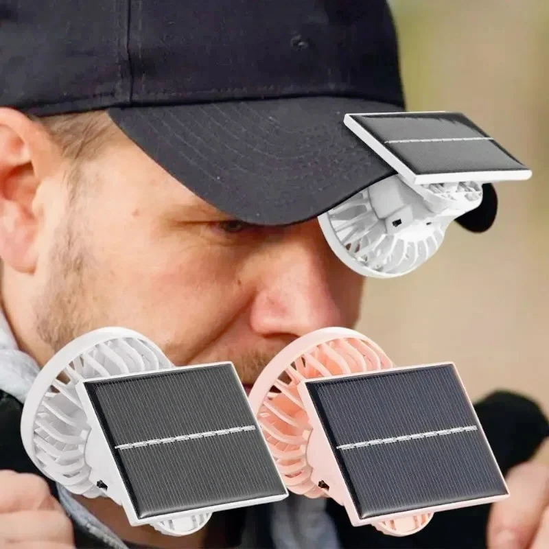 

New Outdoor Solar Hat Clip Fan USB Convenient Hiking Camping Mini Solar Pocket Folding Multi Angle Adjustable Electric Fan