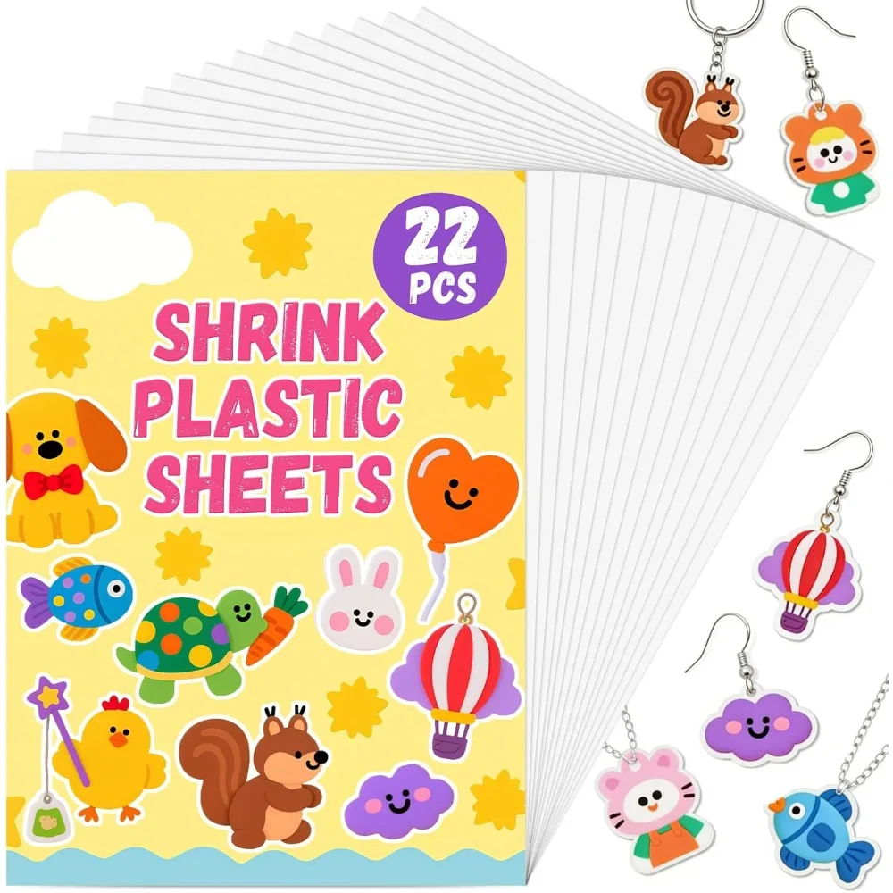 US Shipping Paper Sheets 22PCS DIY Craft Kit for Keychain Christmas 7.9x5.7 Inch Shrink Art Plastic