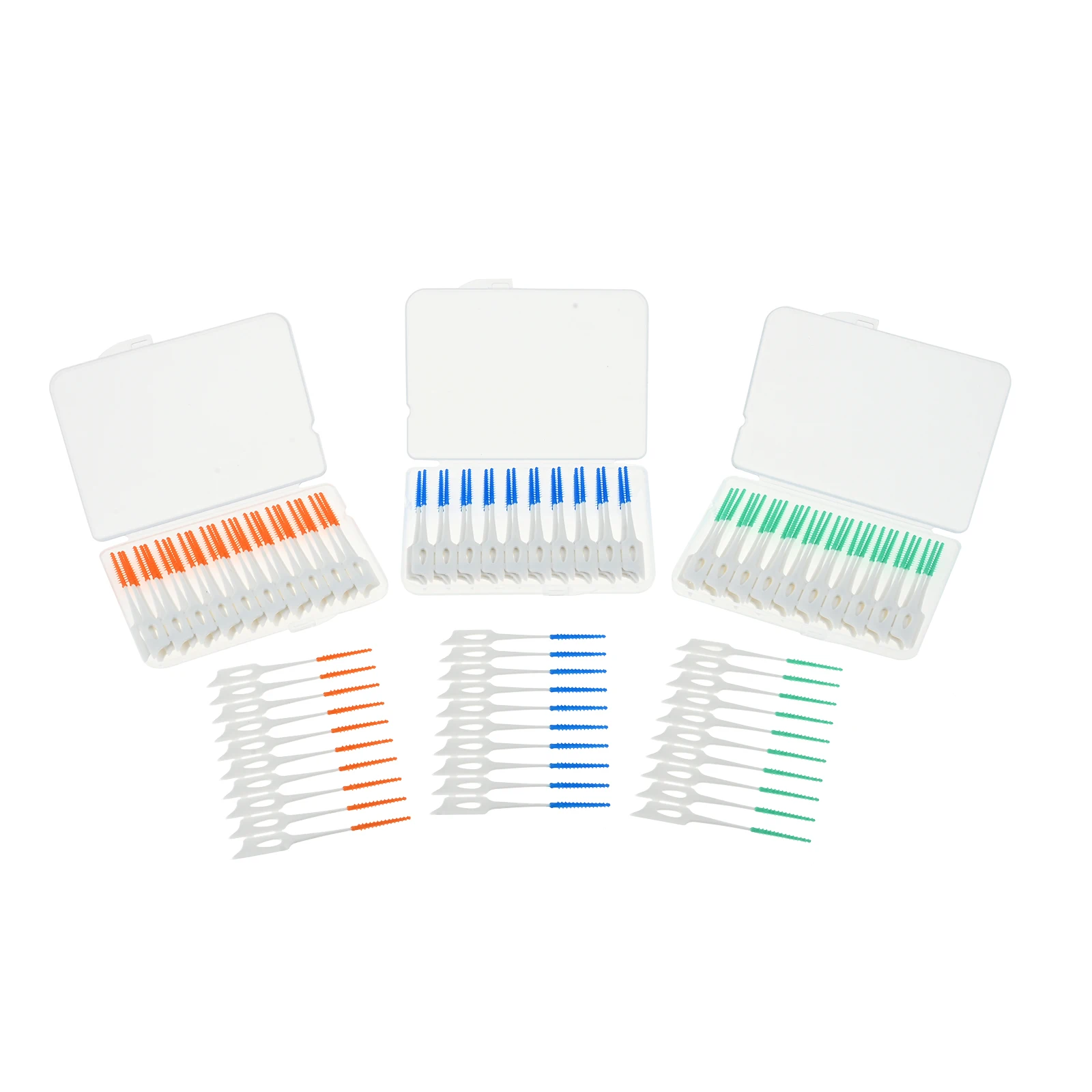 40pcs/box Interdental Silicone Brushes Dental Toothpicks Brush Between Teeth With Thread Oral Cleaning Tools  7.5cm Easy Use