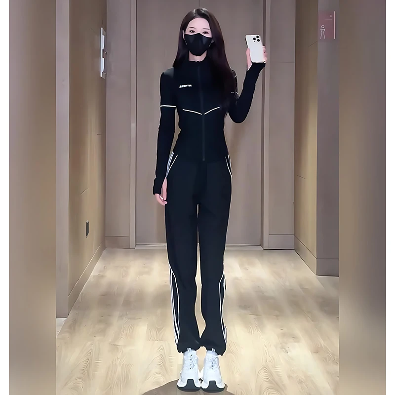 

Комплект спортивной одежды Bla Fitn, женская утягивающая одежда для бега, йоги, тренажерного зала, весенний наряд, длинные брюки с высокой талией, полиэфирное волокно