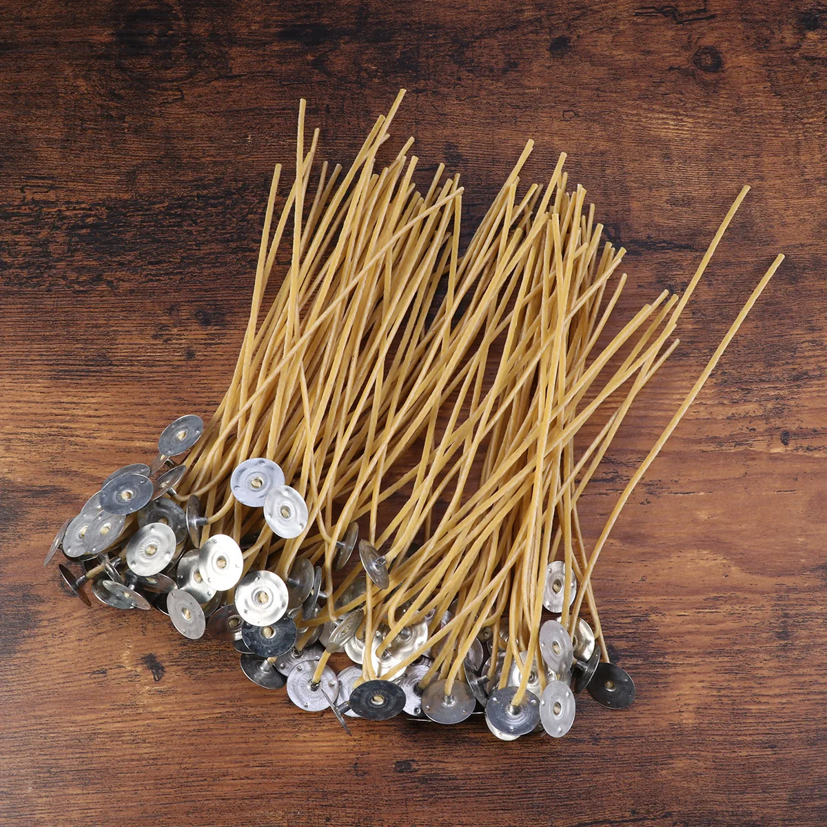 

100Pcs Beeswax Wicks Pure Cotton Low Smoke Tabbed Long Size for Making Romantic Lighting Twine Beeswax