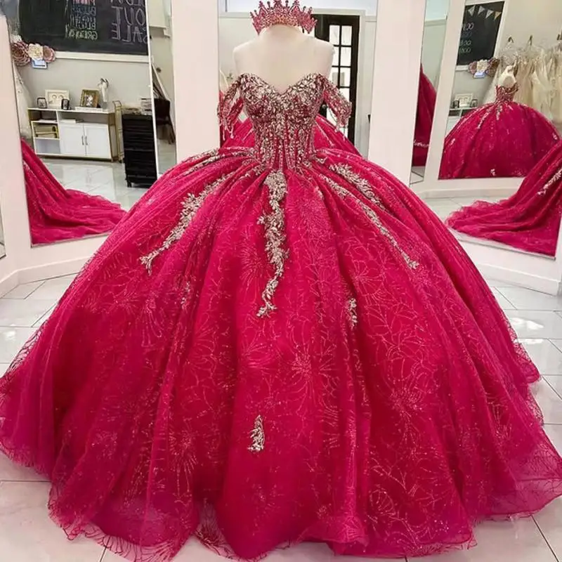 Customized 3D Flowers Quinceanera Dresses For Sweet 15 Girls Princess Ball Gown Appliques Graduation Prom Formal Dresses