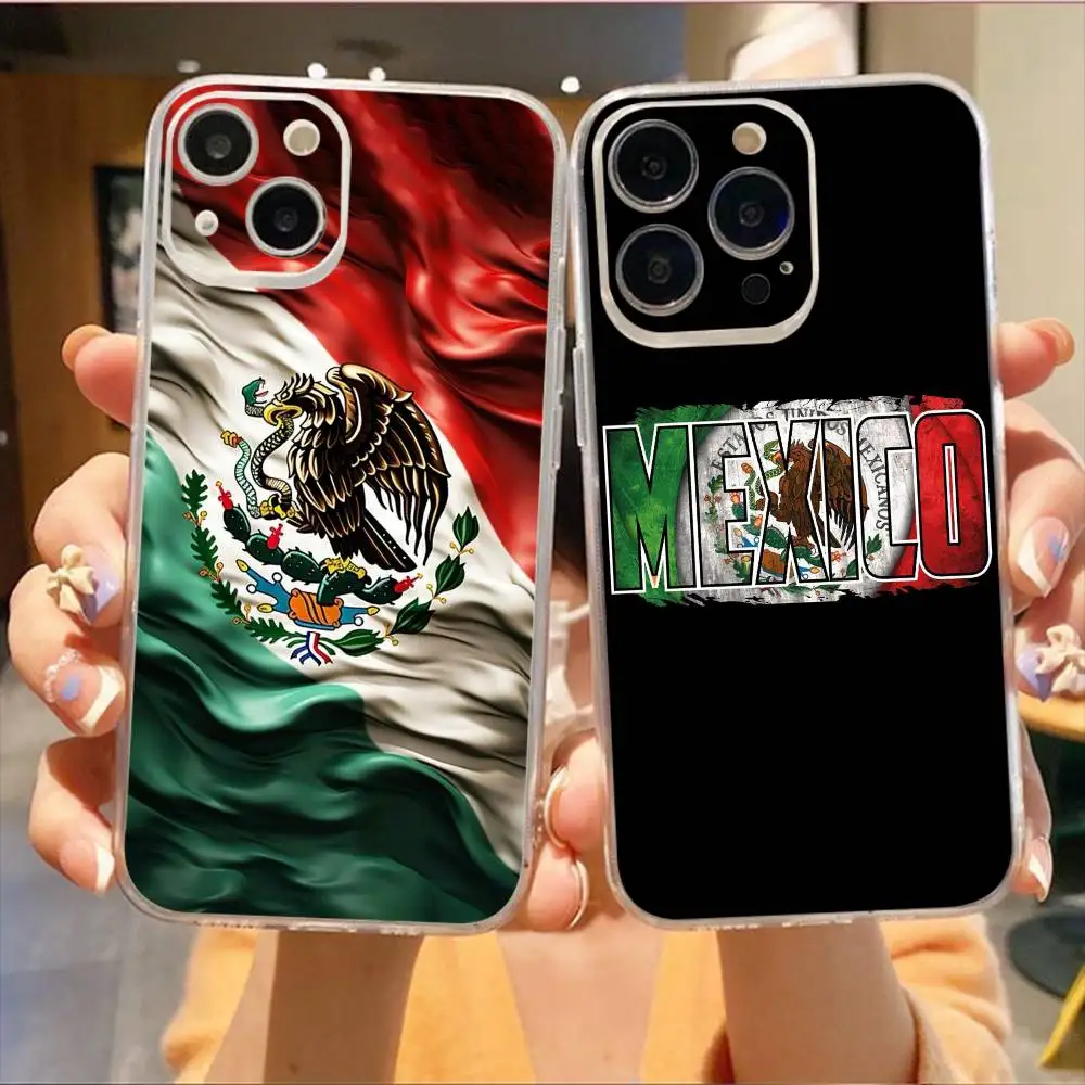 

Mexico National Emblem Flag Phone Case For iPhone17,16,15,14,13,12,11 Plus,Pro Max Soft Transparent Cover