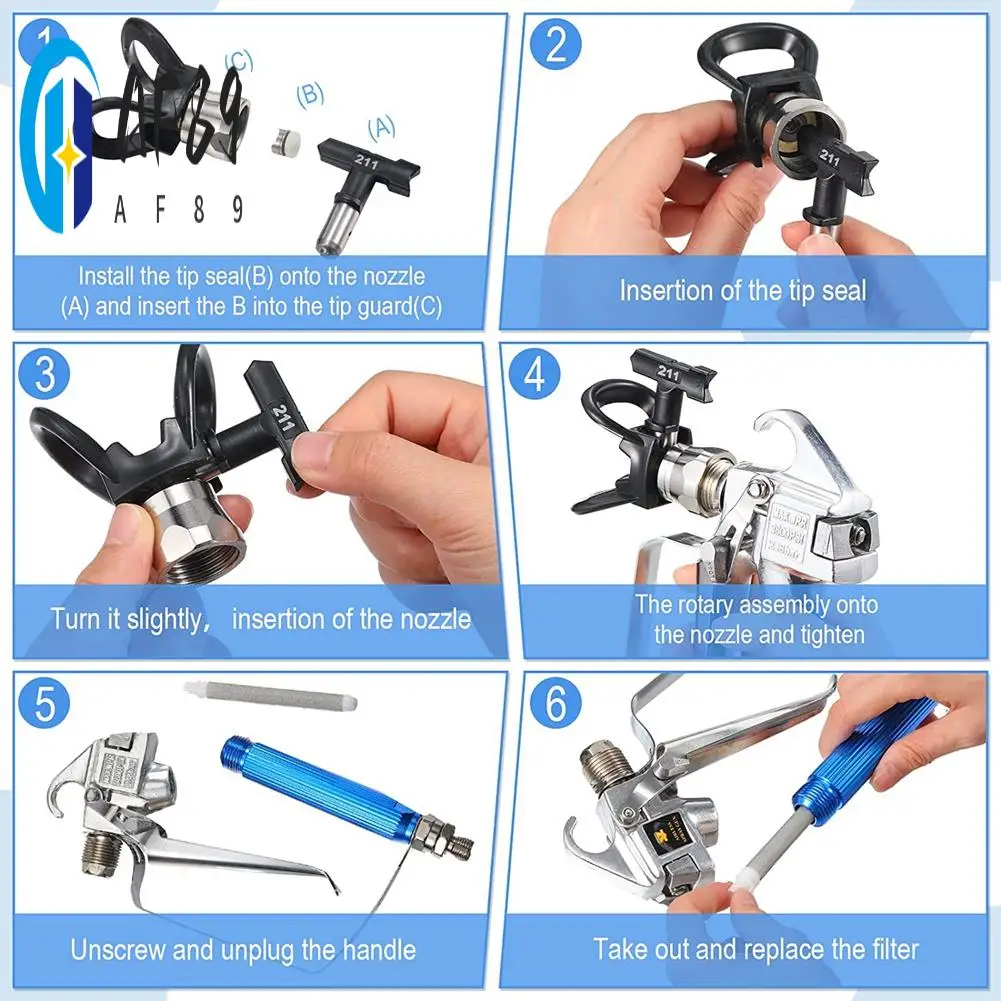 

AF89-12PCS Airless Paint Sprayer Machine With Nozzle Guard 5 Spray Tips And 5 Airless Paint Spray Filter For Airless Spraying