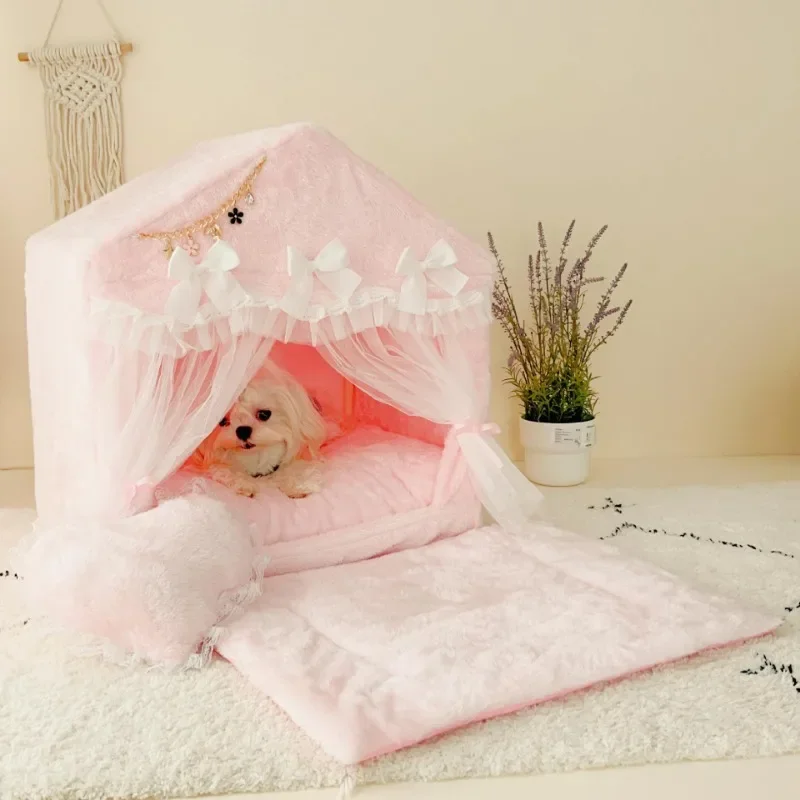 Four Seasons Kennel Removable Pet Nest Cat House Teddy Bigbear Cute Princess Bed Small Dog Pet Supplies Puppy Accessoires