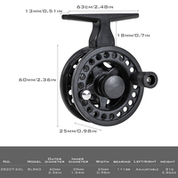 LEO 51cm Ice Fishing Rod Fiberglass Fishing Rod Reel Combo Portable Ultra-short Antiskid Grip Tackle Pesca Fisherman Gear