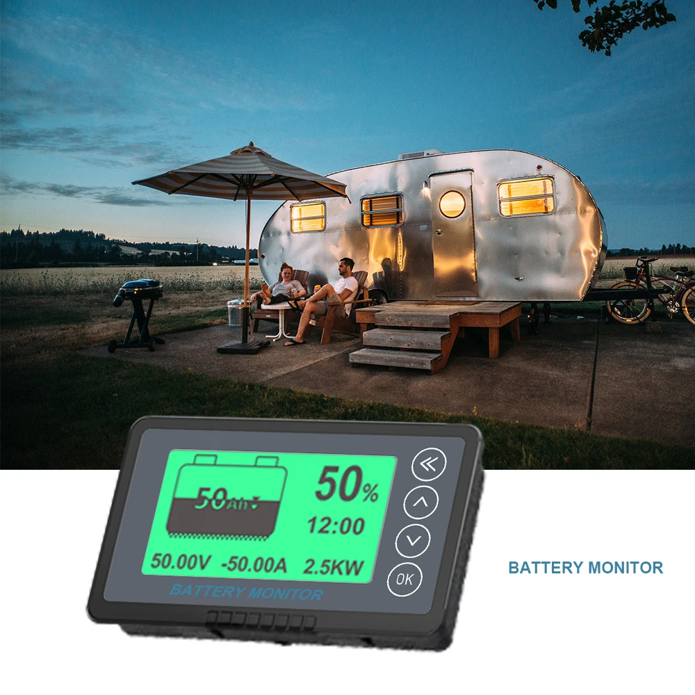 Battery Monitor 8-120VDC 500A Battery Capacity Tester, Battery Monitor，Suitable for motorhomes, yachts, etc.