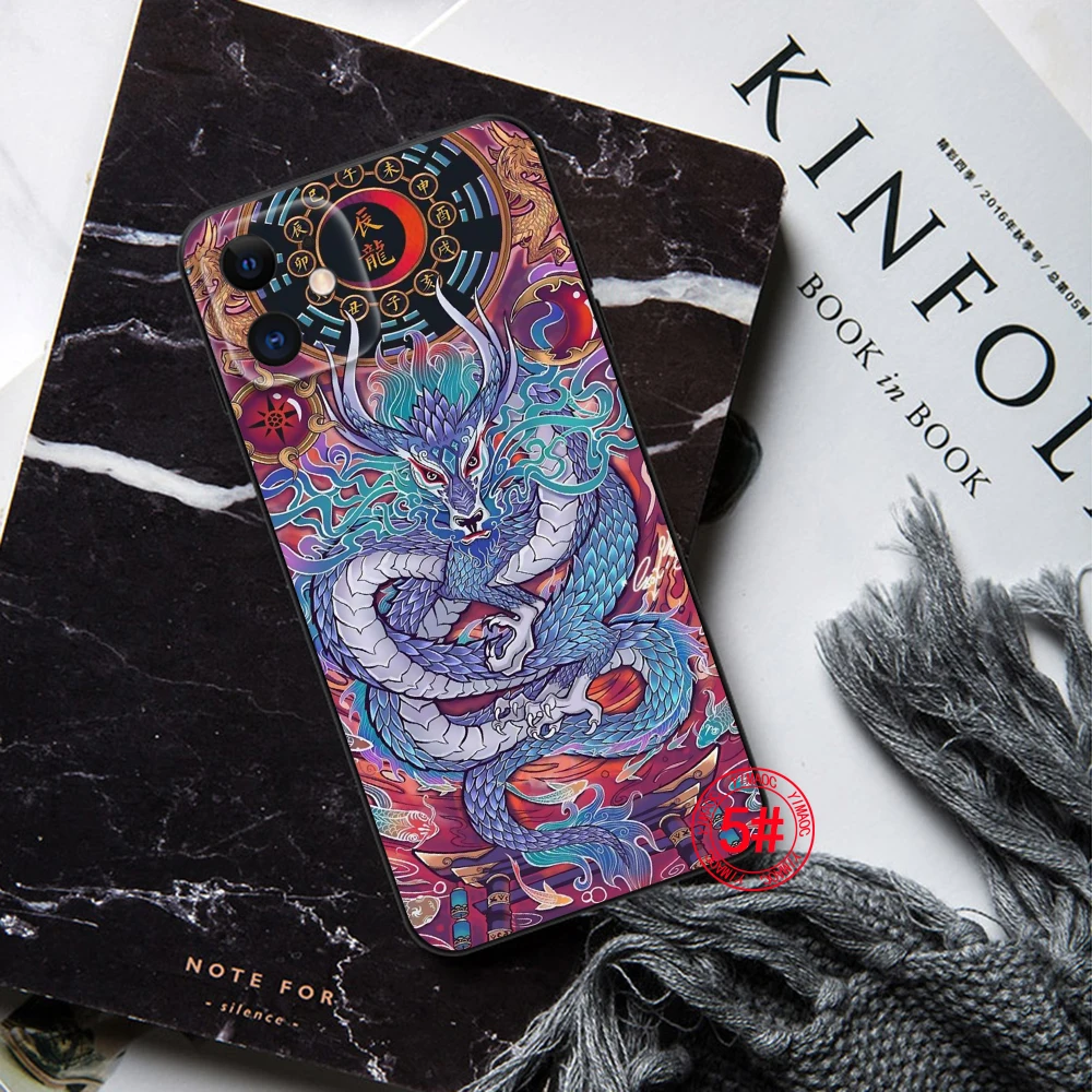 20HD Dragon vintage mystic pattern Miękkie silikonowe etui na iPhone 15 14 Plus 13 12 11 X XS XR Pro Max Mini 8 7 Plus