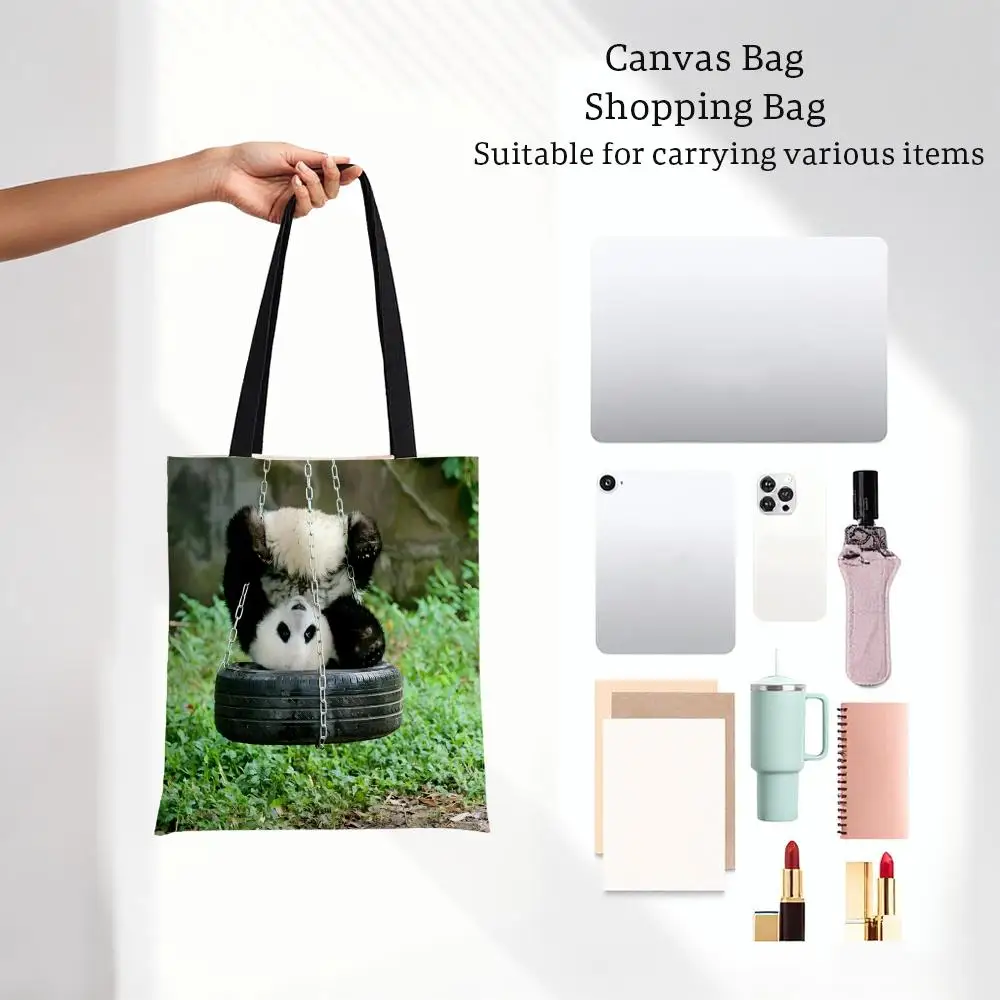 Fashion Black White P-Panda animal Storage Bags Printed Series Shoulder Bag Portable Daily Lightweight Tote Bag