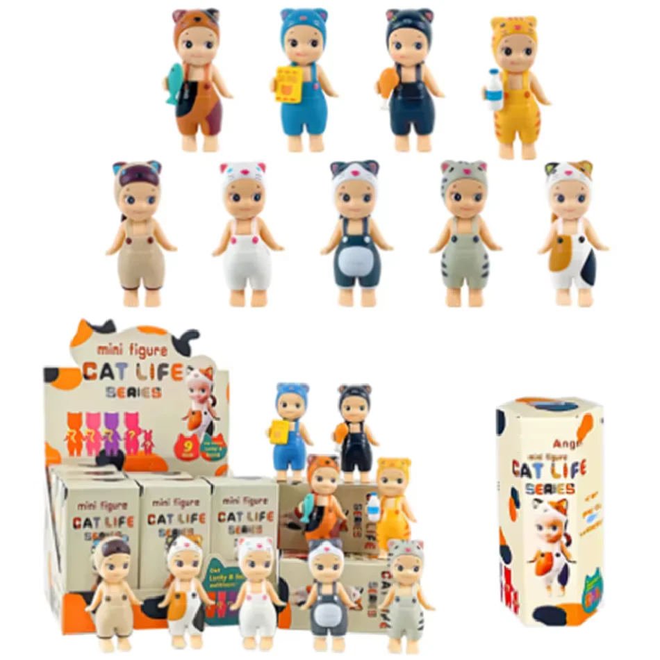 Nueva Hipper Angel Cat Life Series caja ciega ordenador teléfono móvil decoración adornos Kawaii Mini figura Anime modelo