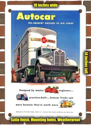 METAL SIGN - 1946 Autocar Trucks Pre Eminent Haulers of Big Loads - 10x14 Inches