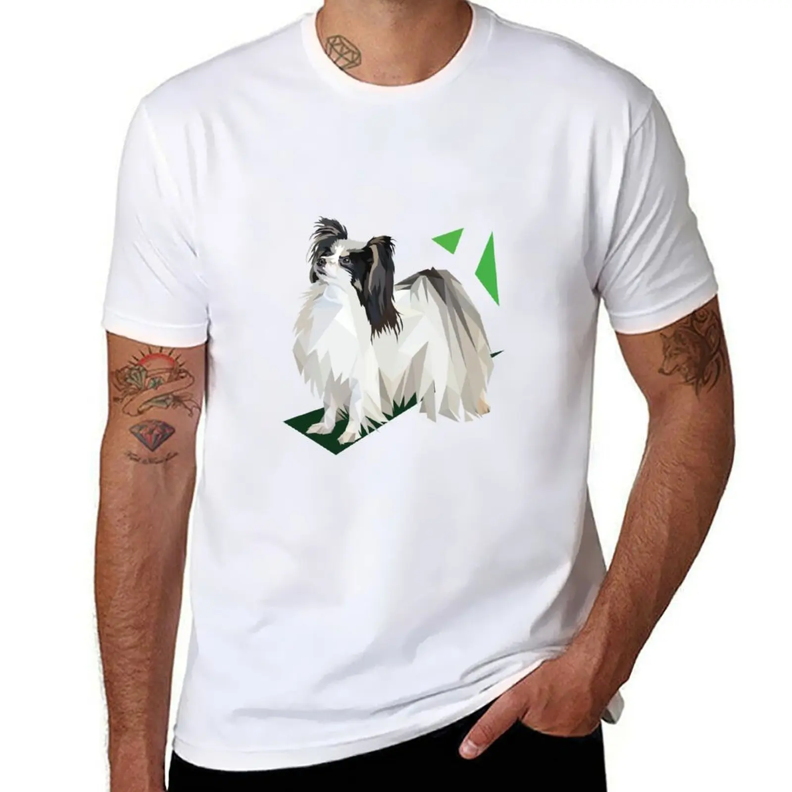 

Papillon Dog Illustration T-Shirt man t shirts high quality luxury brand man t shirt cotton high quality T-Shirt