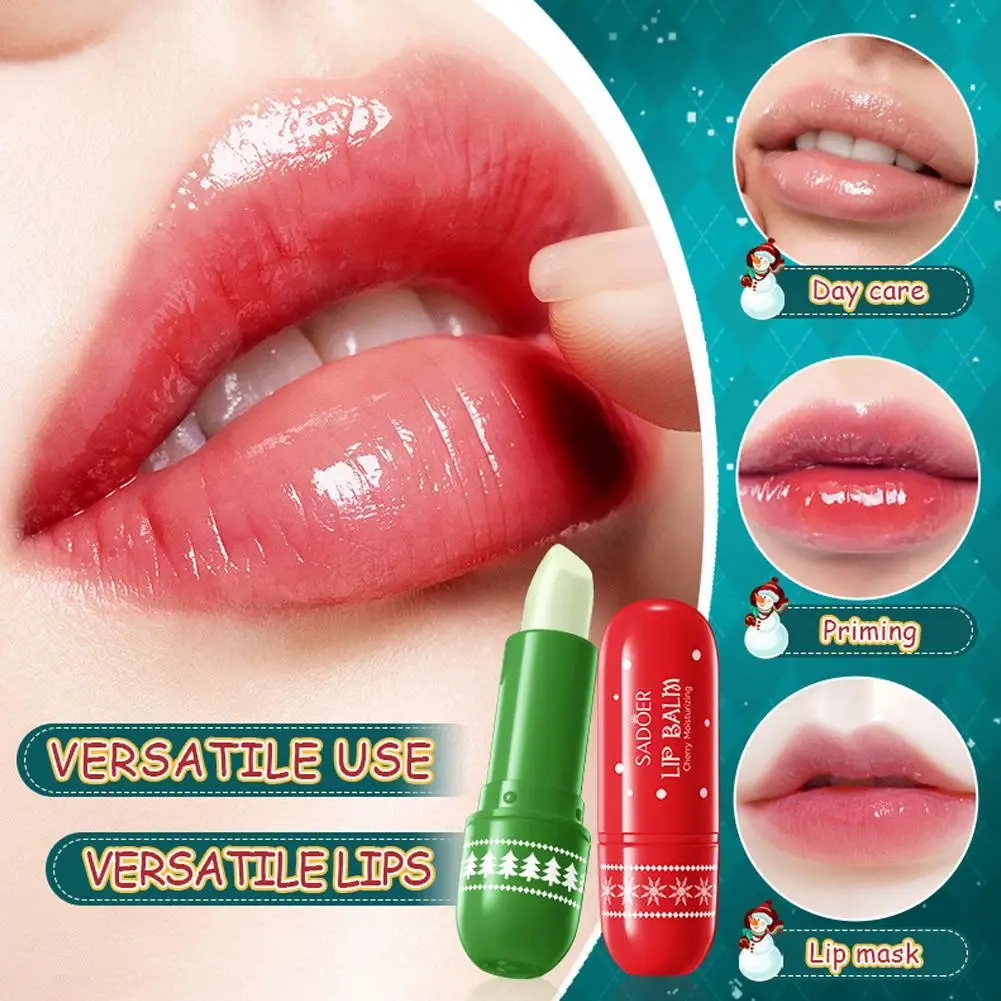 

Christmas Lip Balm Moisturizing Lipstick Base Moisturizer Makeup Natural Plant Anti-Cracking Lip Skin Care Lip Balm Set Gift Box