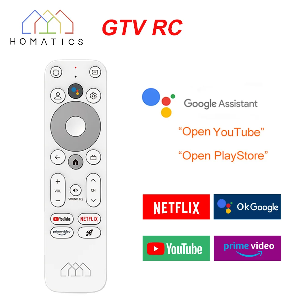 Original HOMATICS Dongle BT Voice Remote Control Replacement for HOMATICS Dongle G 4K Google Netflix Certified Voice Remote