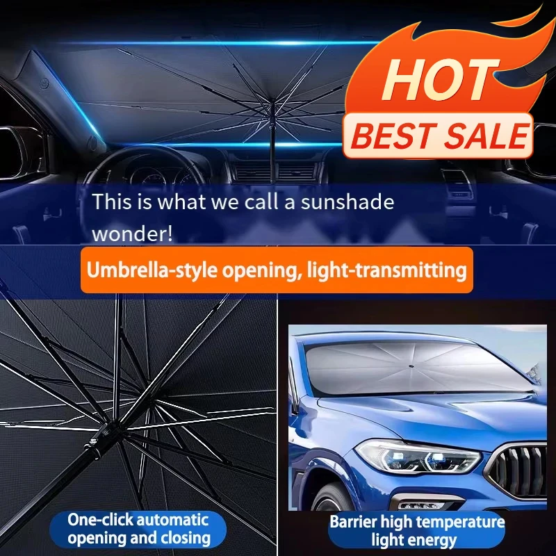 Christmas Stocking Stuffers, Portable Car Windshield Sun Shade Umbrella, Foldable UV Protection Front Window Car Sunshade
