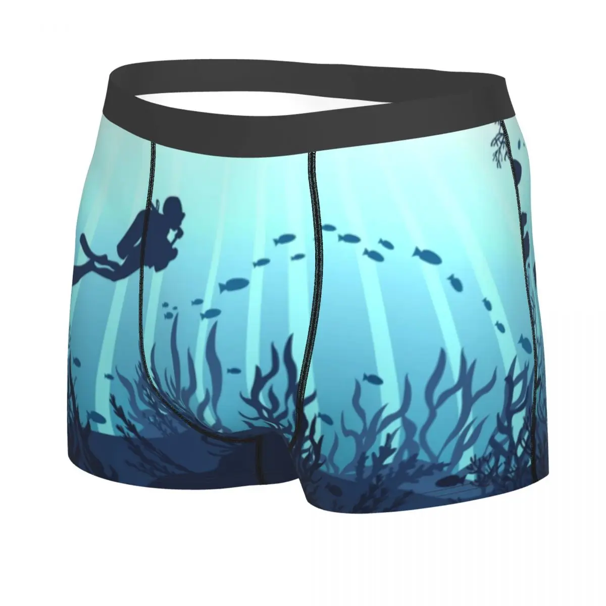 Custom Male Fashion Deep Sea Caveran Diver Men Underwear Dive Explore Boxer Briefs Stretch Shorts Panties Underpants